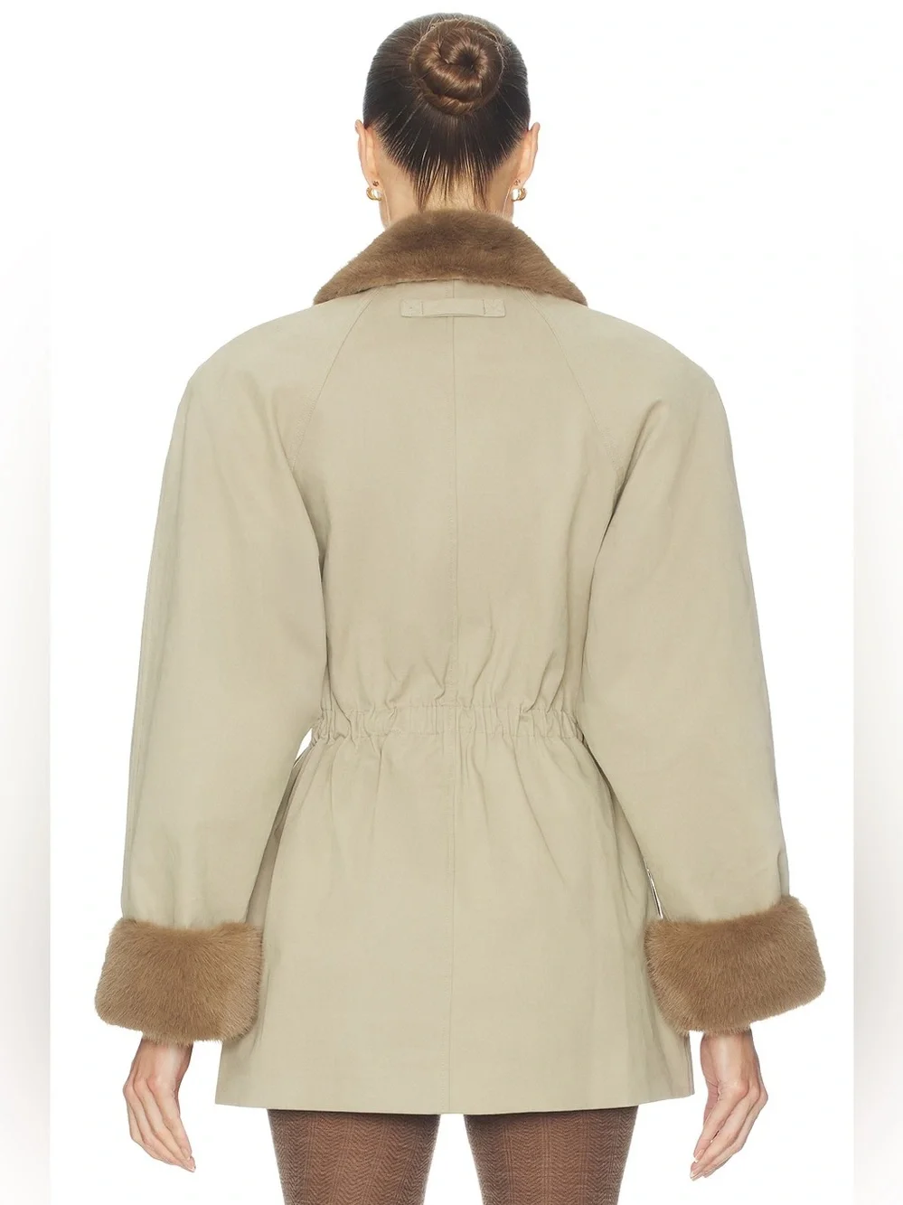 Helsa  The Balmoral Jacket With Faux Fur Trim in Khaki